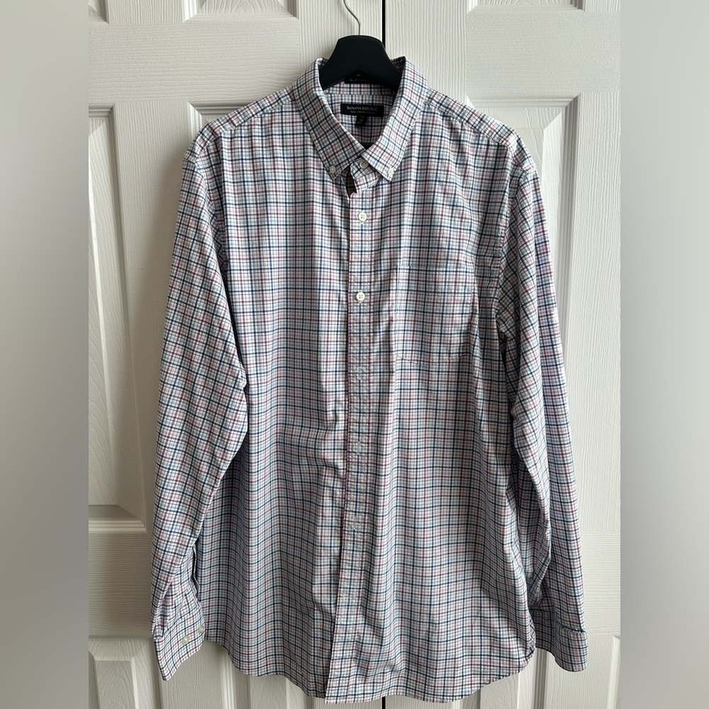 White/Blue/Purple Casual Button Down Shirt with Gingham Pattern